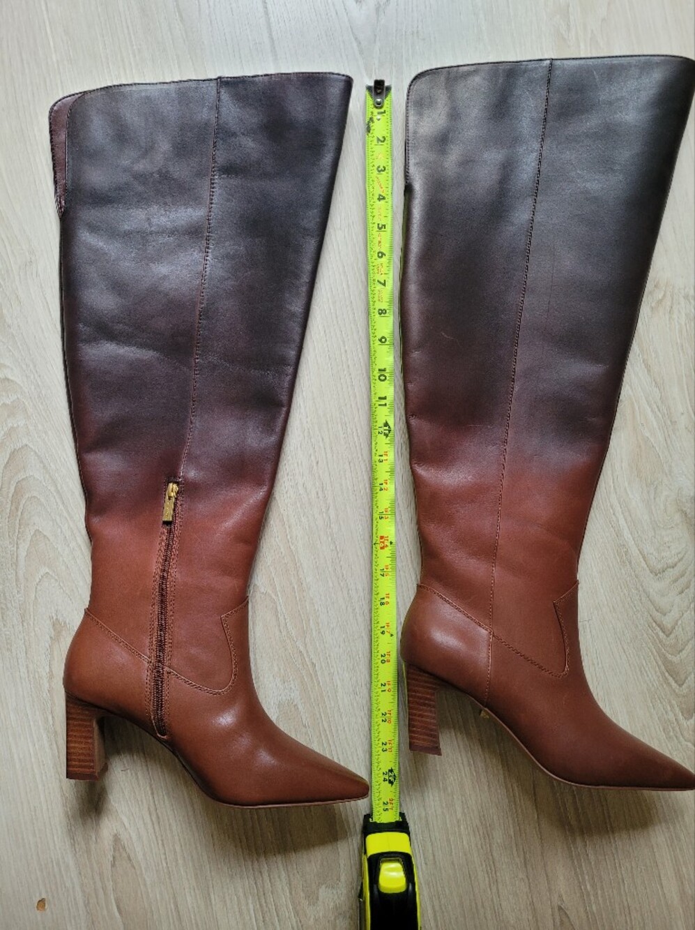 Vince Camuto Leather Shalie Over-The-Knee Boot Chocolate Fade 8W Wide Cuff - Picture 14 of 15